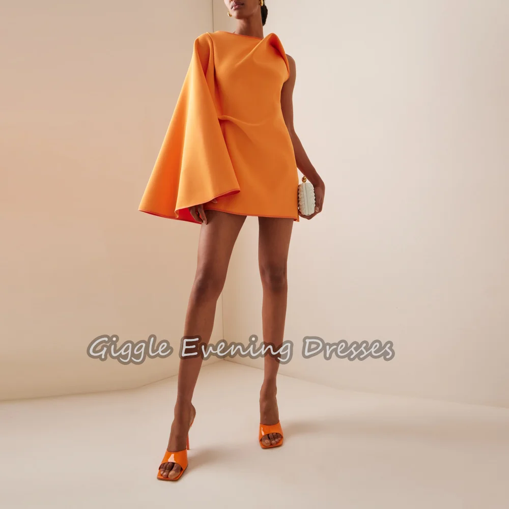

Giggle Crepe A-line Arab One-shoulder Short Saudi Cocktail Dresses Pleats Mini Formal Evening Party Dresses for Women 2024