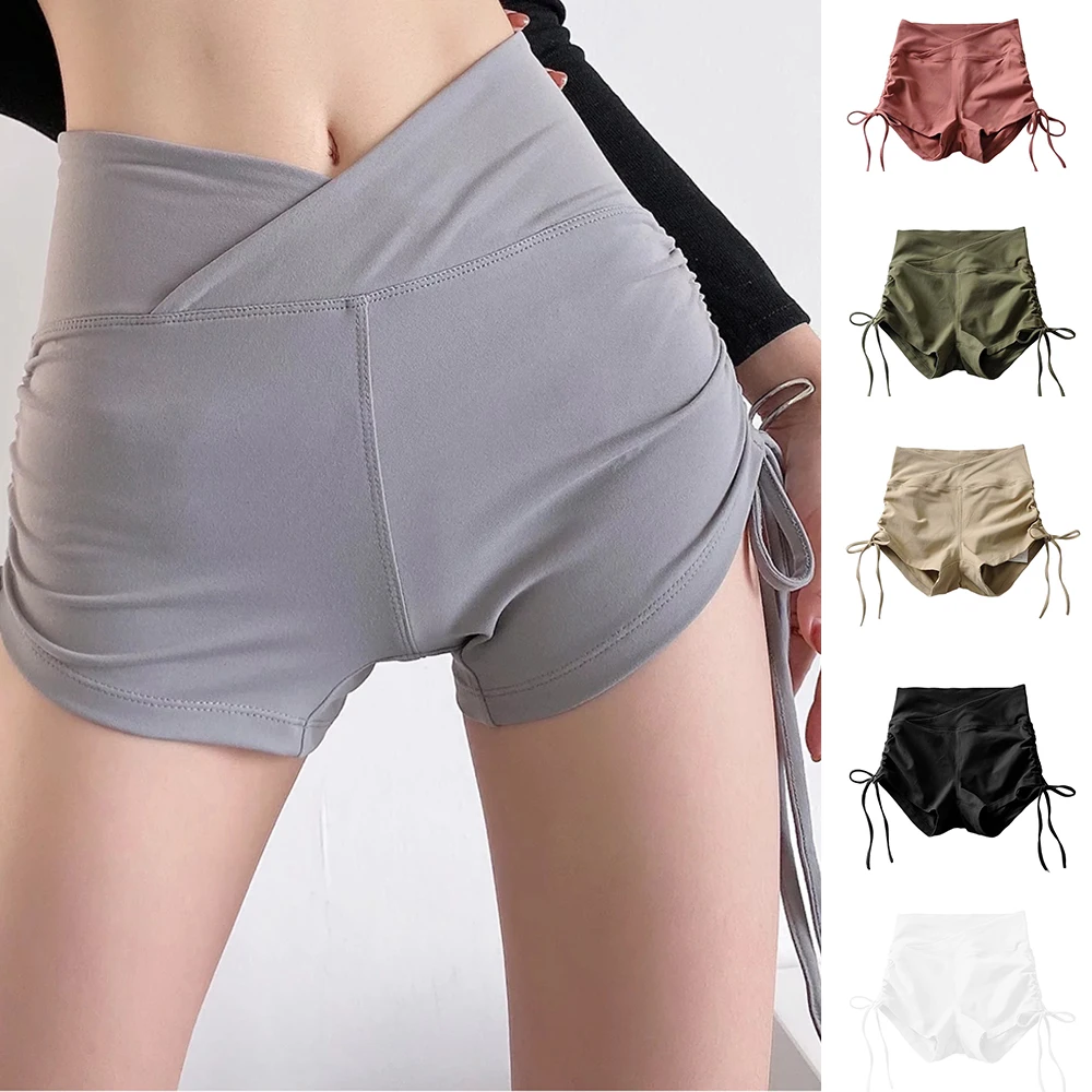 

Women's High Waisted Adjustable Yoga Scrunch Shorts Butt Lifting Ruched Workout Tie Shorts Bootie Shorts MC889