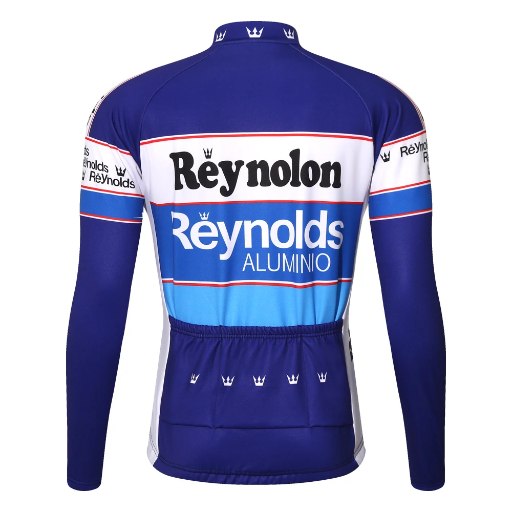 Reynolds Retro Cycling Jersey Long Sleeve Man Bicycles Enduro Quick Thin Dry Bike Downhill Mtb Winter Fleece Clothing Blue Pink