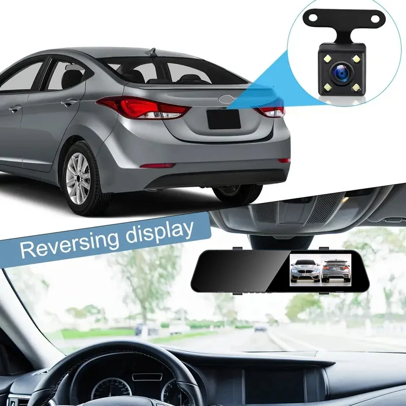Rearview mirror tachograph, full HD 1080P front and rear view, loop video, support night vision and rearview, vehicle DVR