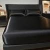 1/3Pc Satin Fitted Sheet Solid Colour Single Twin Full Queen King Ice Silk Mattress Cover Natural With Elastic Band Bed Sheet 2