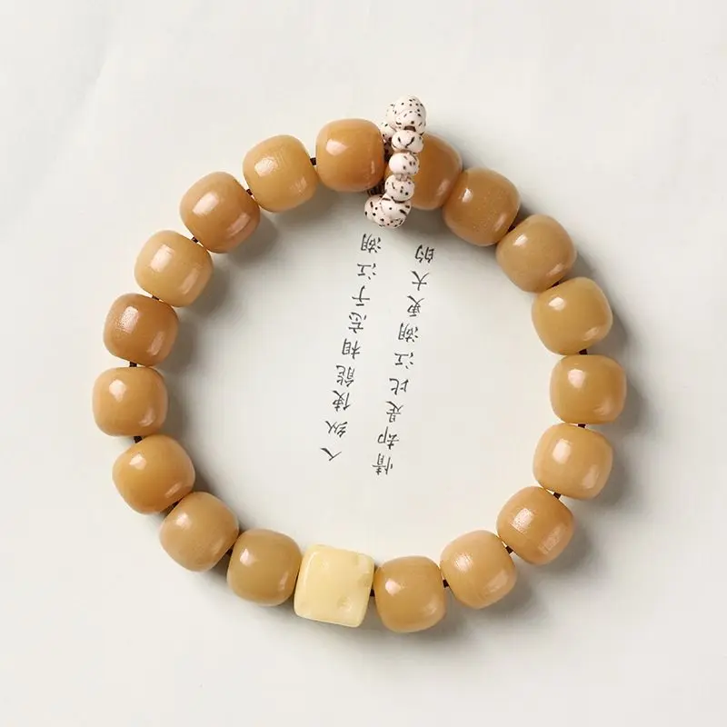 Natural White Jade Bodhi Root Bracelet for Men and Women's WenPlay Couple Buddha Bead Star Cheese Moon Bodhi HandString Jewelry
