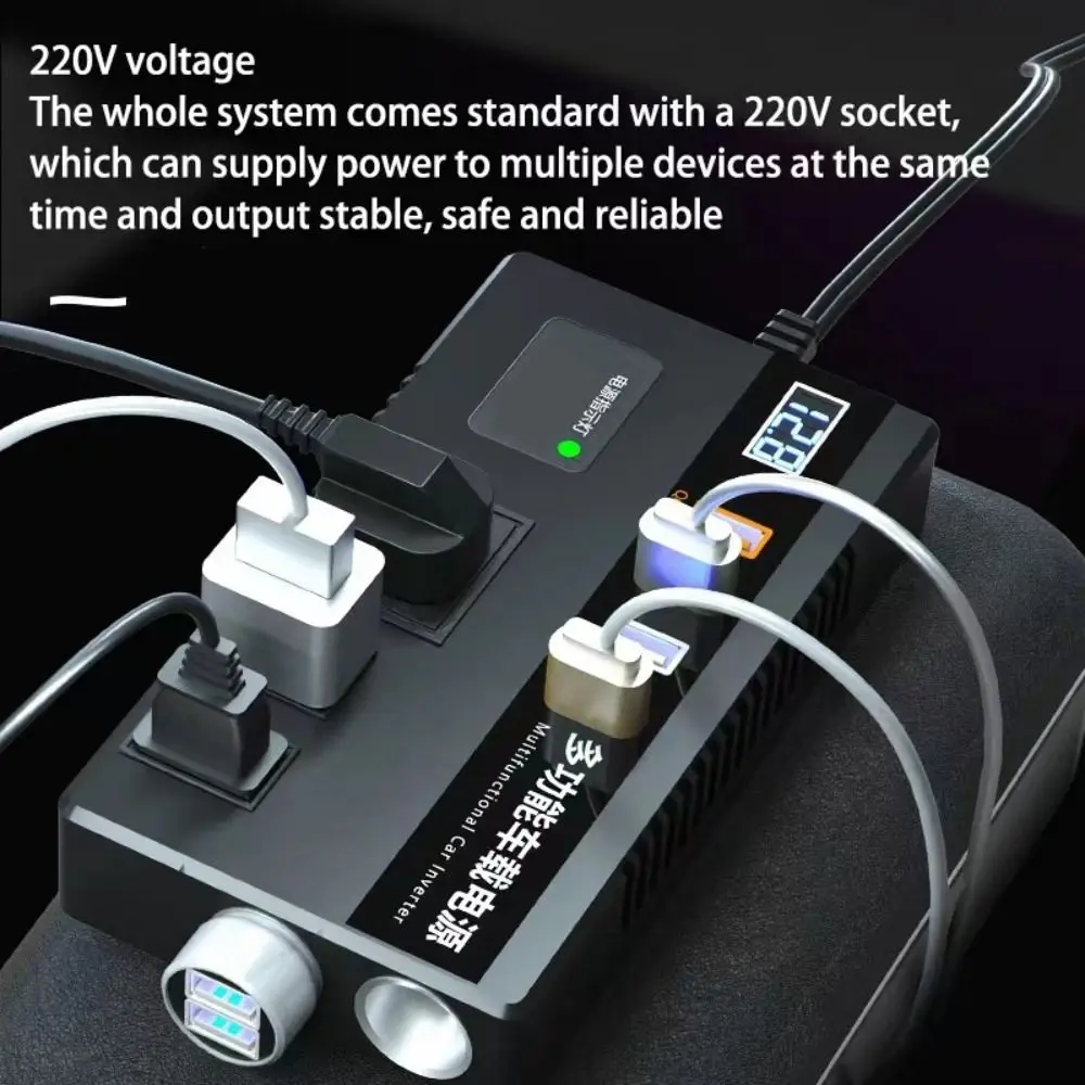 범용 자동차 인버터 12V/24V에서 220V로 변환 QC 3.0 타입 C 충전기 파워 어댑터 다기능 고출력 자동차 변환 소켓