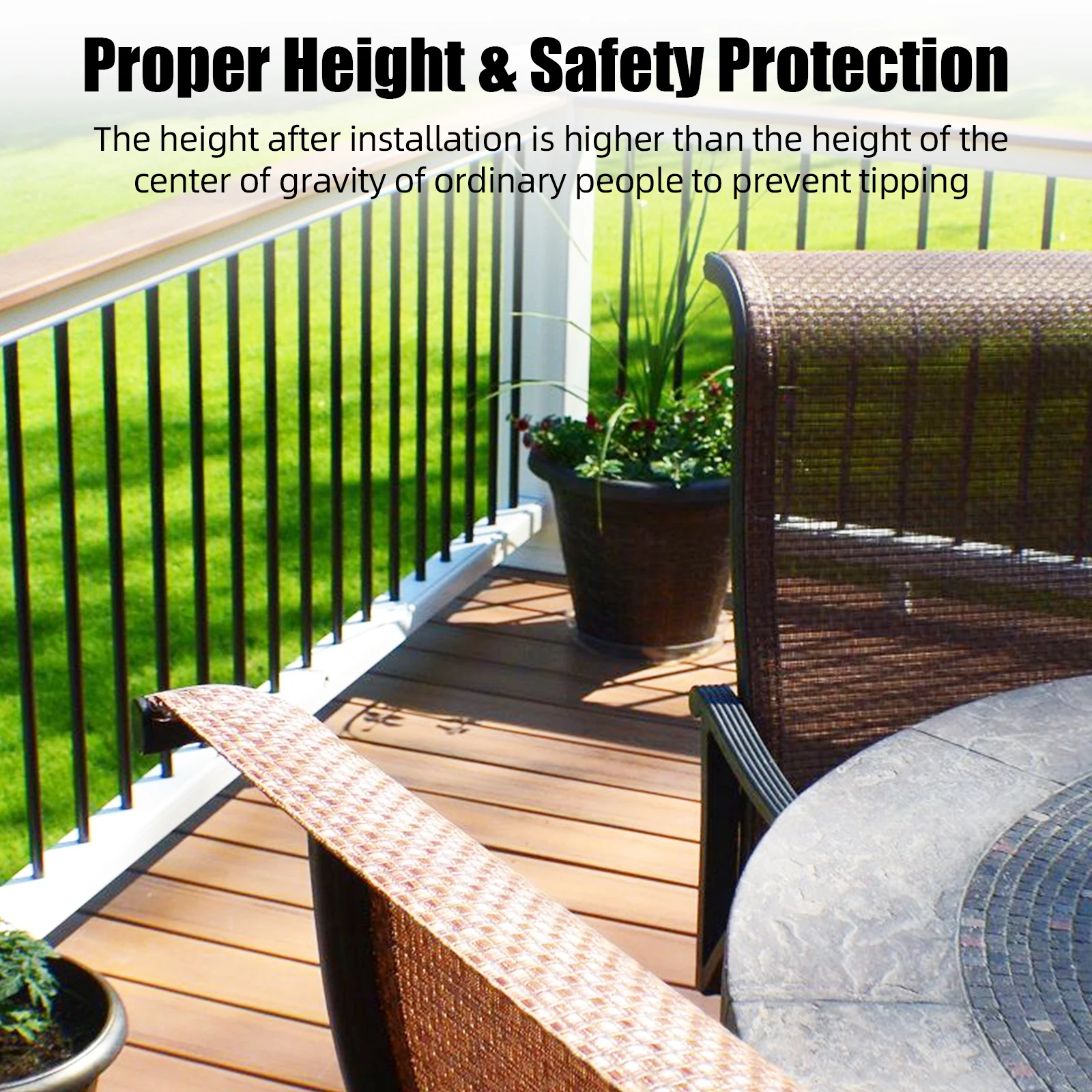 50 Stück Aluminium-Deckbaluster 32,25 x 1 x 0,1 Zoll flaches gerilltes Verandageländer für Treppendeck und Treppengeländer – Detail 7