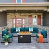 7-piece Set of Willow Terrace Furniture, PE Rattan Outdoor Segmented Sofa, Table with Fire Pit, Anti Slip Mat, and Furniture Set 1