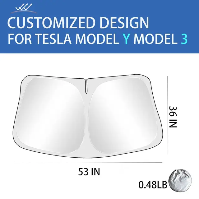 For Tesla Car Windshield Sunshade Folding Front Window Sun Shade Cover Heat Protection Visor For Model Y Model3 2024 Accessories 3