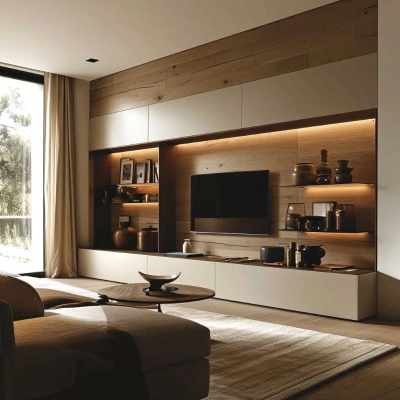 Living Room Cabinet Furniture Floating Wall Mounted Wooden TV Cabinet Luxury TV Stand With Extra Storage