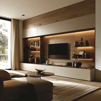 ตู้วางทีวีหรูหรา, เฟอร์นิเจอร์, ติดผนังแบบลอย, ตู้วางทีวีไม้, ชั้นวางทีวีสุดหรู, พื้นที่จัดเก็บ, ปรับแต่งได้ 4