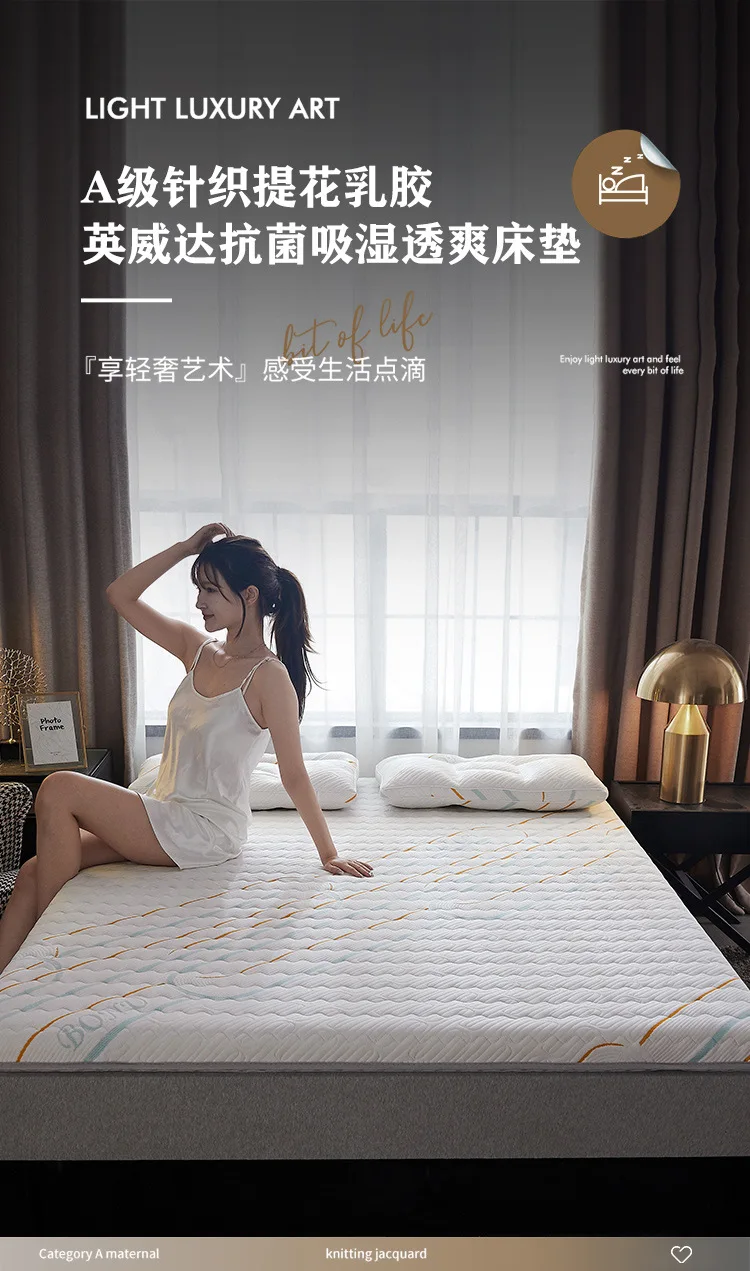 Description Picture 2 of itemType A thickened jacquard knitting latex breathable mattress Student dormitory high resilience mattress tatami mattress