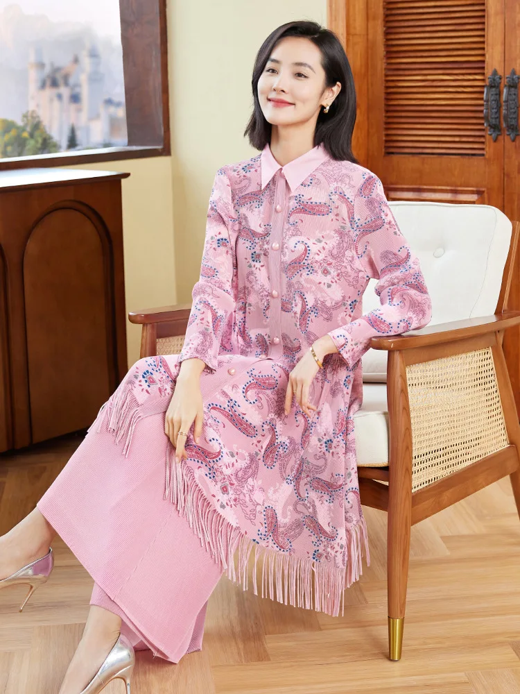

2023 Autumn And Winter New In Pleated Large Size Printed Fashion Suit