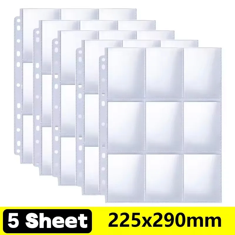 A4 Size 9 Pocket Trading Gaming Card Sleeves Double Side Storage Album Binder Pages Card Collection Holders Idol Photo Albums