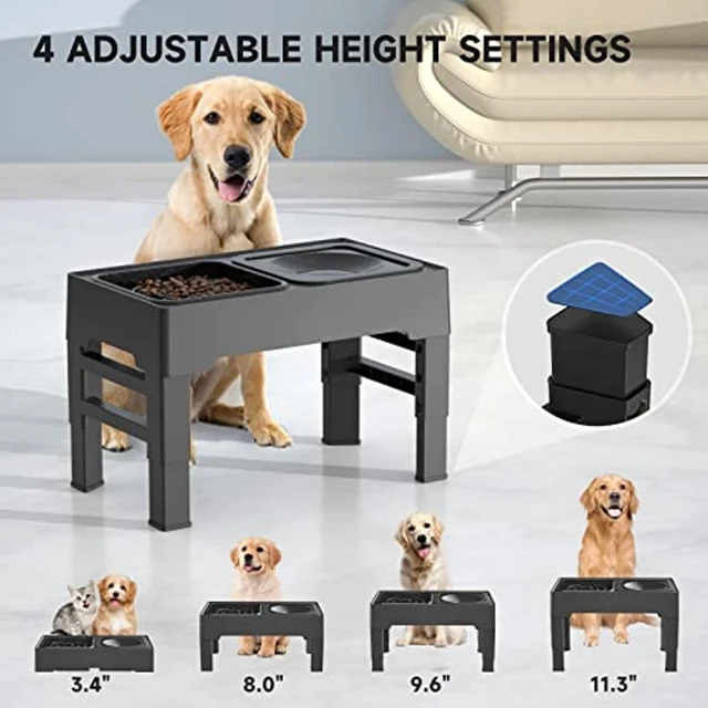 Adjustable Elevated  Elevated Dog Bowls With Slow Feeder