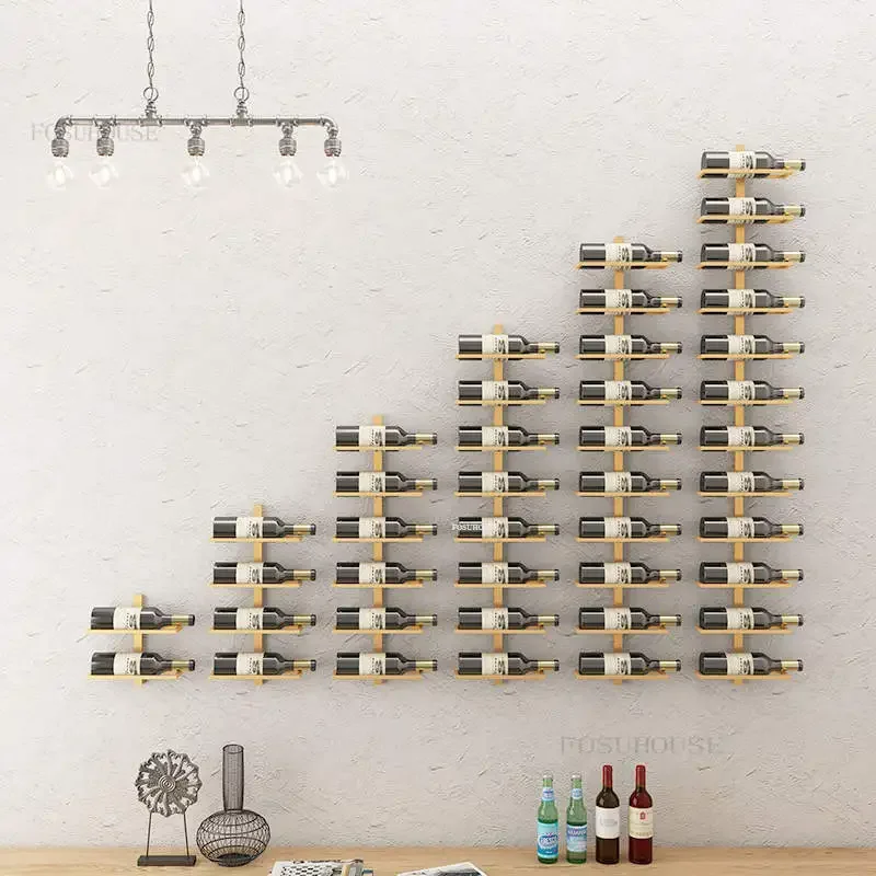 Wine Rack Creative Home Wall-mounted Wine Rack Light Luxury Iron Bar Cabinets Home Living Room Decoration Rack Red Wine Display Cabinet