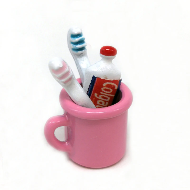 1/12th Dolls House Bathroom Toothbrush Toothpaste Mouth Cup Furniture Accs 