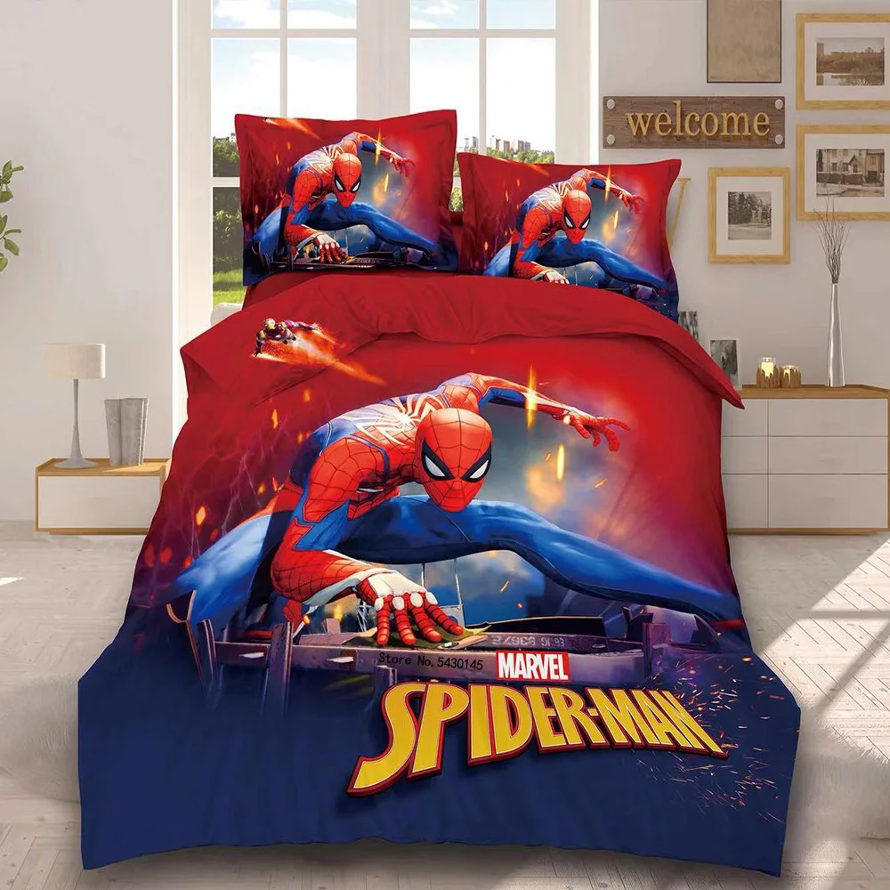 

Zoobies Disney Cartoon Bedding Sets Duvet Cover Sets Spiderman Avengers Duvet Cover Pillowcase Children Boy Gift 1.0m 1.2m Bed
