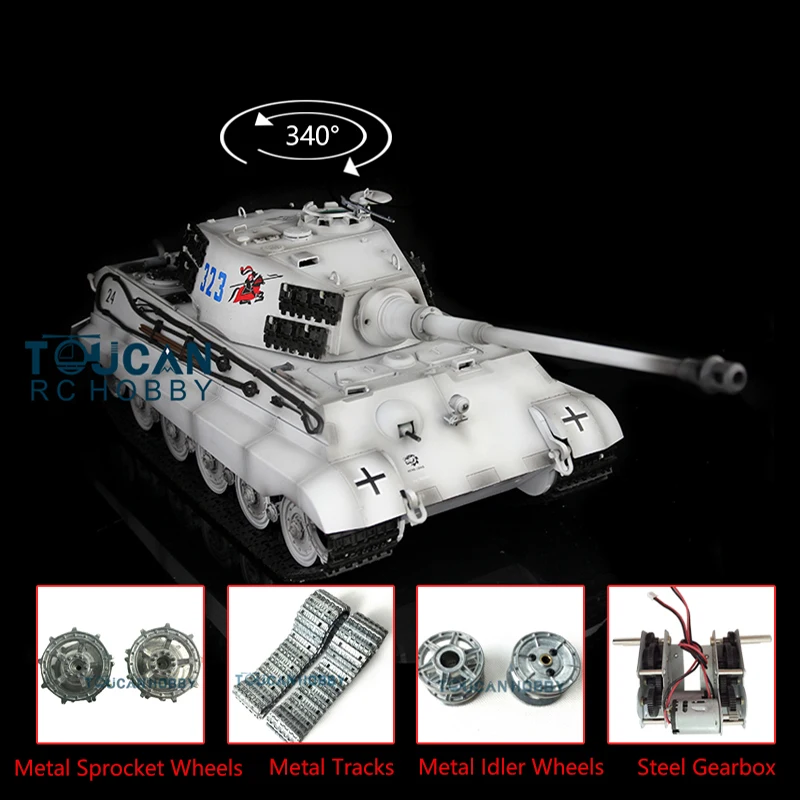 1/16 HENG LONG 스노우 7.0 업그레이드된 독일 킹 타이거 RTR RC 탱크 3888A 메탈 트랙 TH17551-SMT4