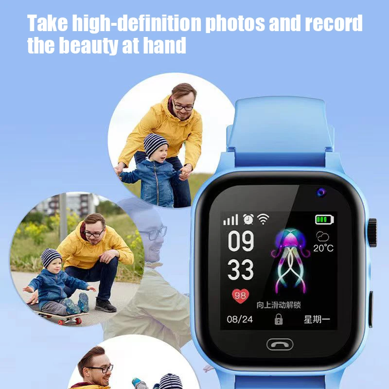 어린이용 스마트 워치 카메라 방수 시계, 4G 스마트 워치 SOS GPS 위치 화상 통화 카드, 남아 여아 선물, 신제품