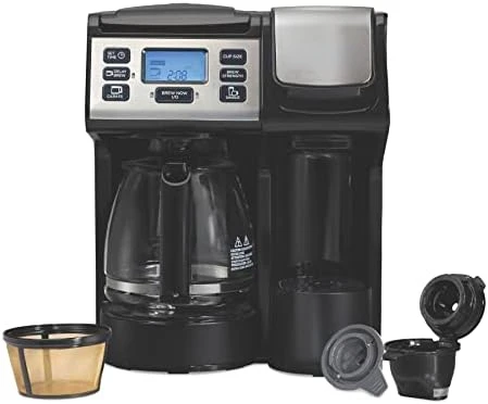 

Trio 2-Way Coffee Maker, Compatible with K-Cup Pods or Grounds, Single Serve & Full 12c Pot, Permanent Gold-Tone Filter, Bla