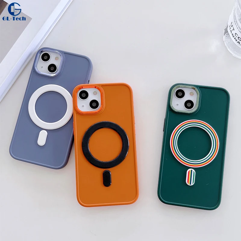 

Fashion Colorful Soft Frame Hard PC Back Shockproof Phone Case for iPhone 14 13 12 11 Pro Max Magsafe Magnetic Wireless Charging