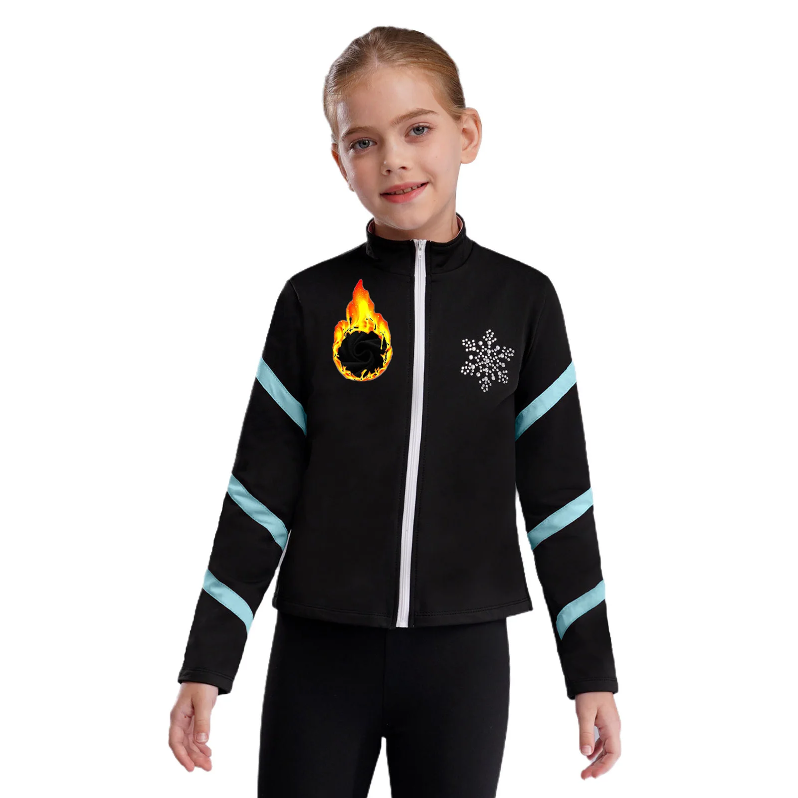 Children Zipper Sweatshirt Kids Girls Fleeces Jacket Coat Tops for Figure Ice Skating Coats Gym Gymnastics Workout Sportswear