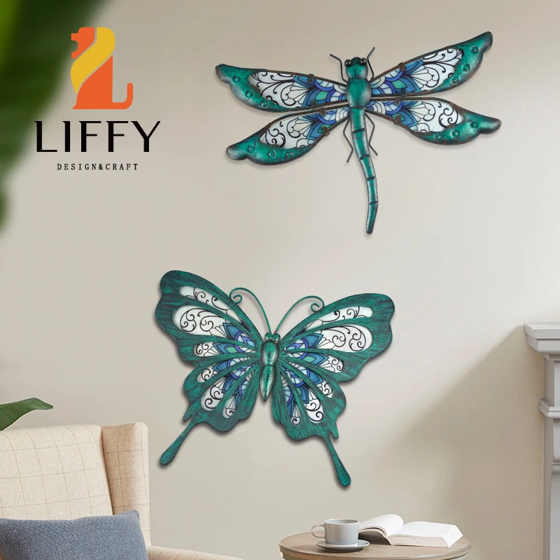 Metal Dragonfly Wall Decor Handcrafted Glass & Metal Butterfly Wall Art
