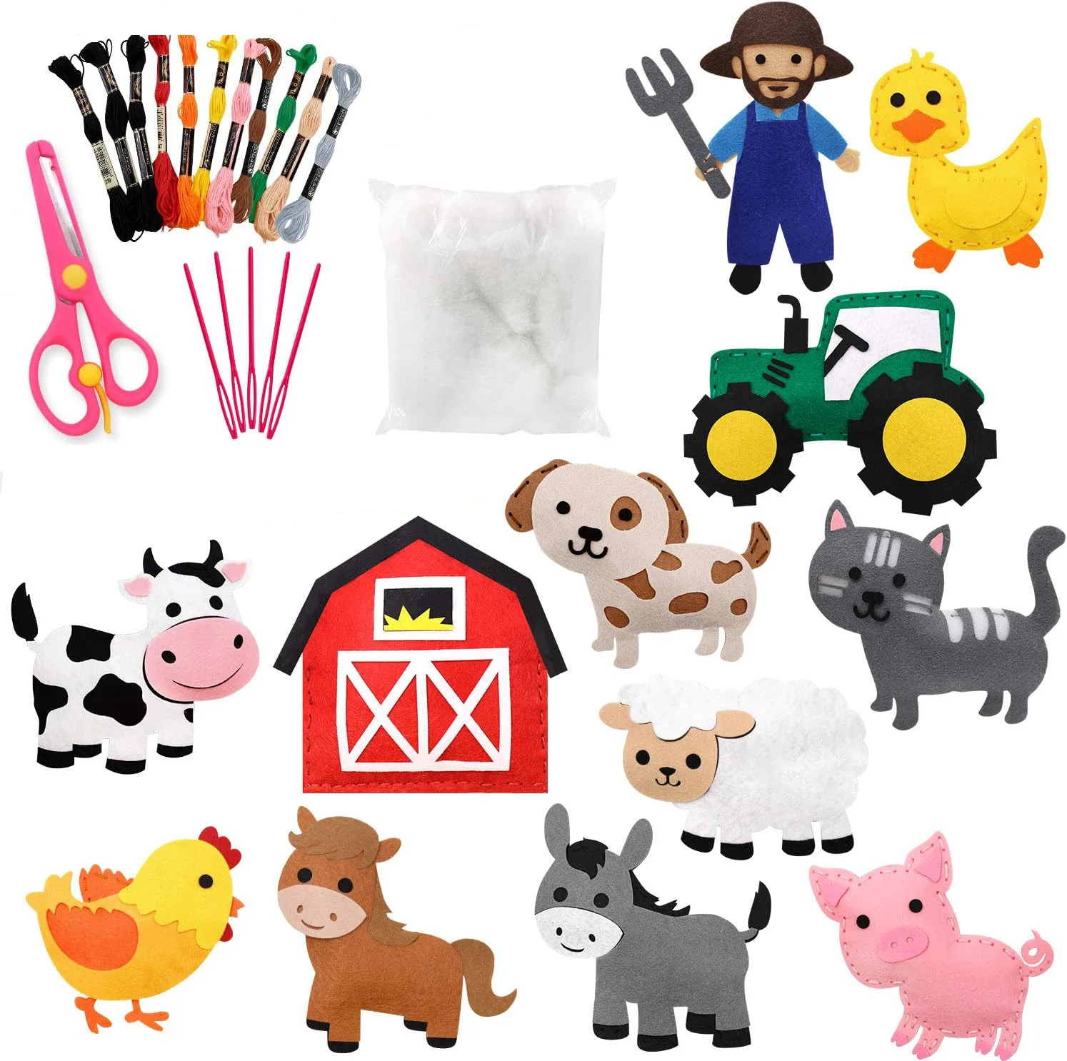 Farm Animals Sewing Craft Kit Felt Animal DIY Craft Sewing Kit Girls Boys Educational Kids