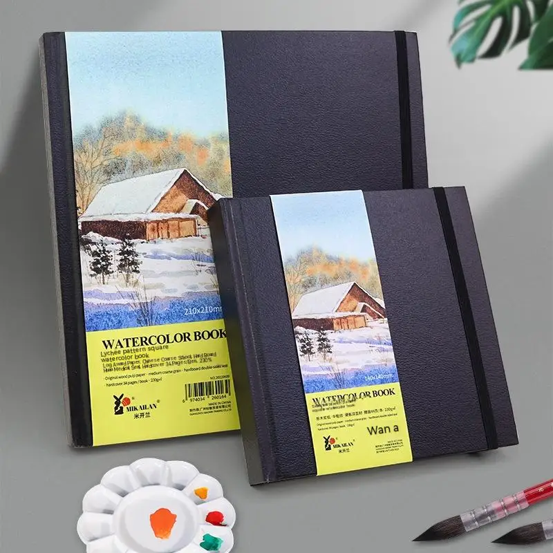 

Michelan Square Watercolor Book Cotton Adhesive Watercolor Papers Medium Coarse Grain 230g For Student Artist Draw Art Supplies