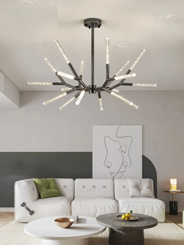 

Bubble Crystal Column LED Chandelier Tree Branches Designed Home Decoration Ceiling Chandelier Bedroom Living Room Decor Lamp
