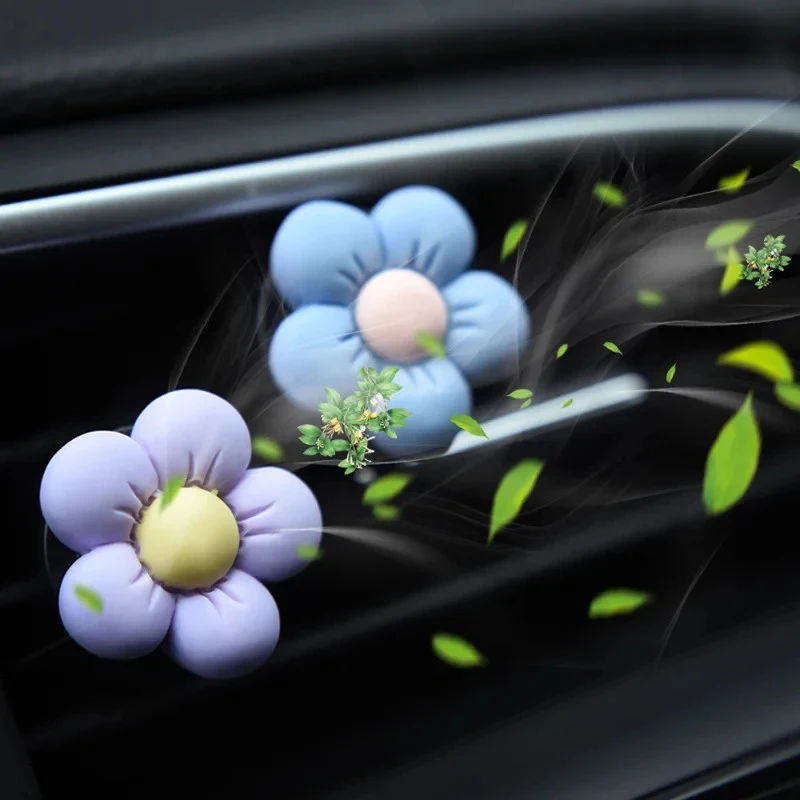 Colorful Floral Aromatherapy Car Air Freshener Clips – Cute Flower Decor