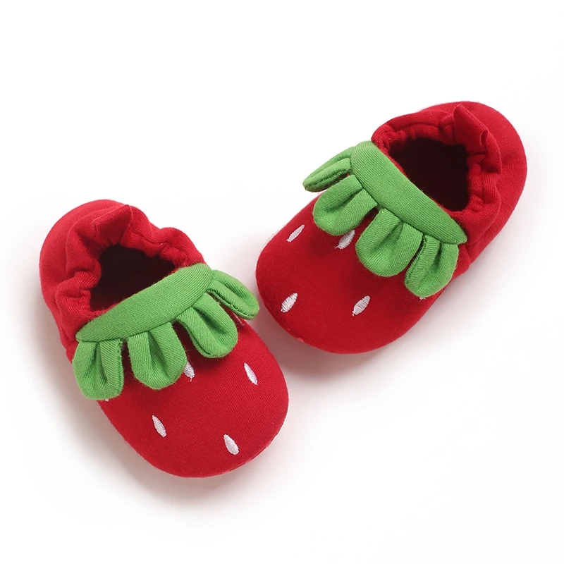 Baby Cute Crib Shoes Toddler First Walking Shoes Strawberry Soft Slip-on Sneakers Infant Crib for Boys Girls