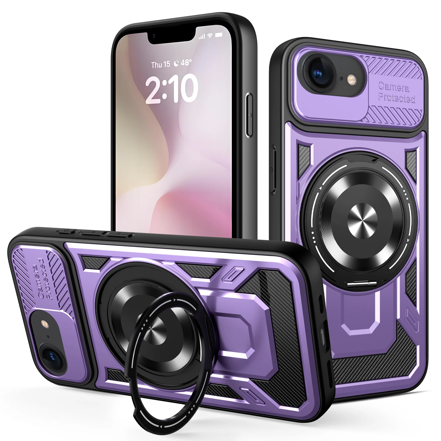 Luxury Shockproof Armor Phone Case with Car Magnetic Ring Stand