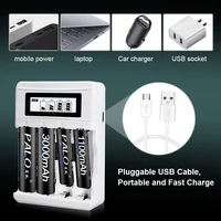 PALO AA and AAA Rechargeable Batteries 3000mAh NI-MH AA Battery LR6 1100mAh AAA LR3+LCD USB USB Charger for 1.2V AA AAA Battery 6