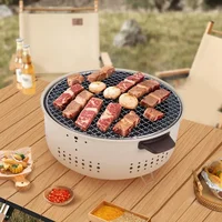 Portable Barbecue Grill Korean Charcoal Stove Stainless Steel Split BBQ Stove Round Non-stick Barbecue Rack For Outdoor Camping 3