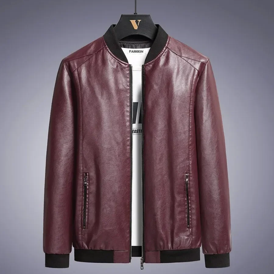 Autumn Winter Leather Jacket Coat for Men Bomber Motorcycle PU Jacket Causal Vintage Black Biker Pocket Zipper Jackets 7XL 8XL
