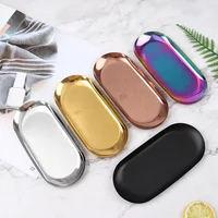 Stainless Steel Decorative Tray Jewelry Dish Cosmetics Organizer Bathroom Clutter Serving Platter Small Storage Tray 2