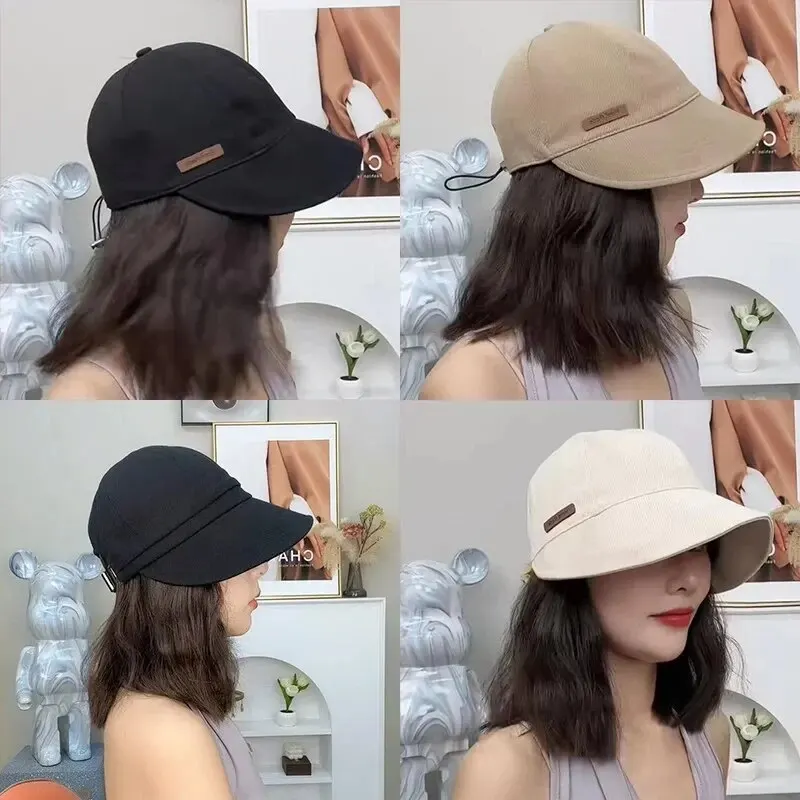 Women's Foldable Sunhat Summer Outdoor Beach Fisherman Hat Sunscreen UV Protection Cap Adjustable Cotton Wide Brim Bucket Caps 6