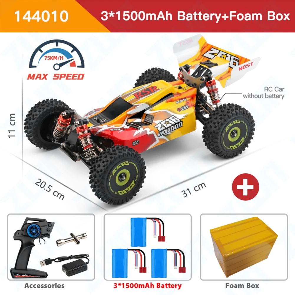 Wltoys 144010 1/14 2.4G 4WD High-speed Racing Brushless RC Car Vehicle Models 75km/h RC Cars discount