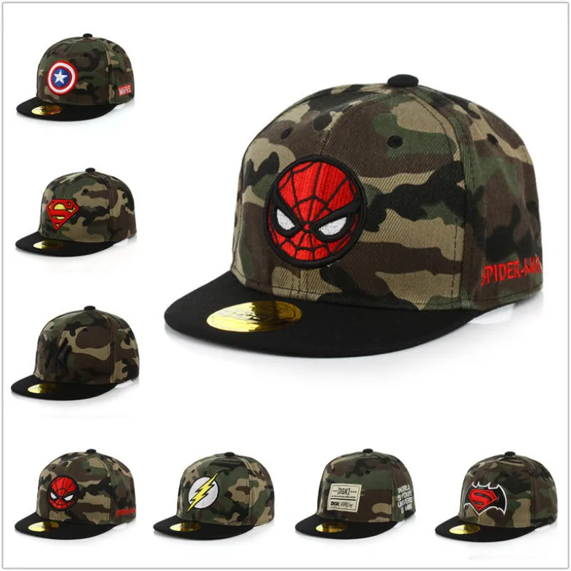 

Disney Children's Spider-Man Baseball Cap Camouflage Sun Hat Military Training Travel Summer Camp Student Girls Performance Hat