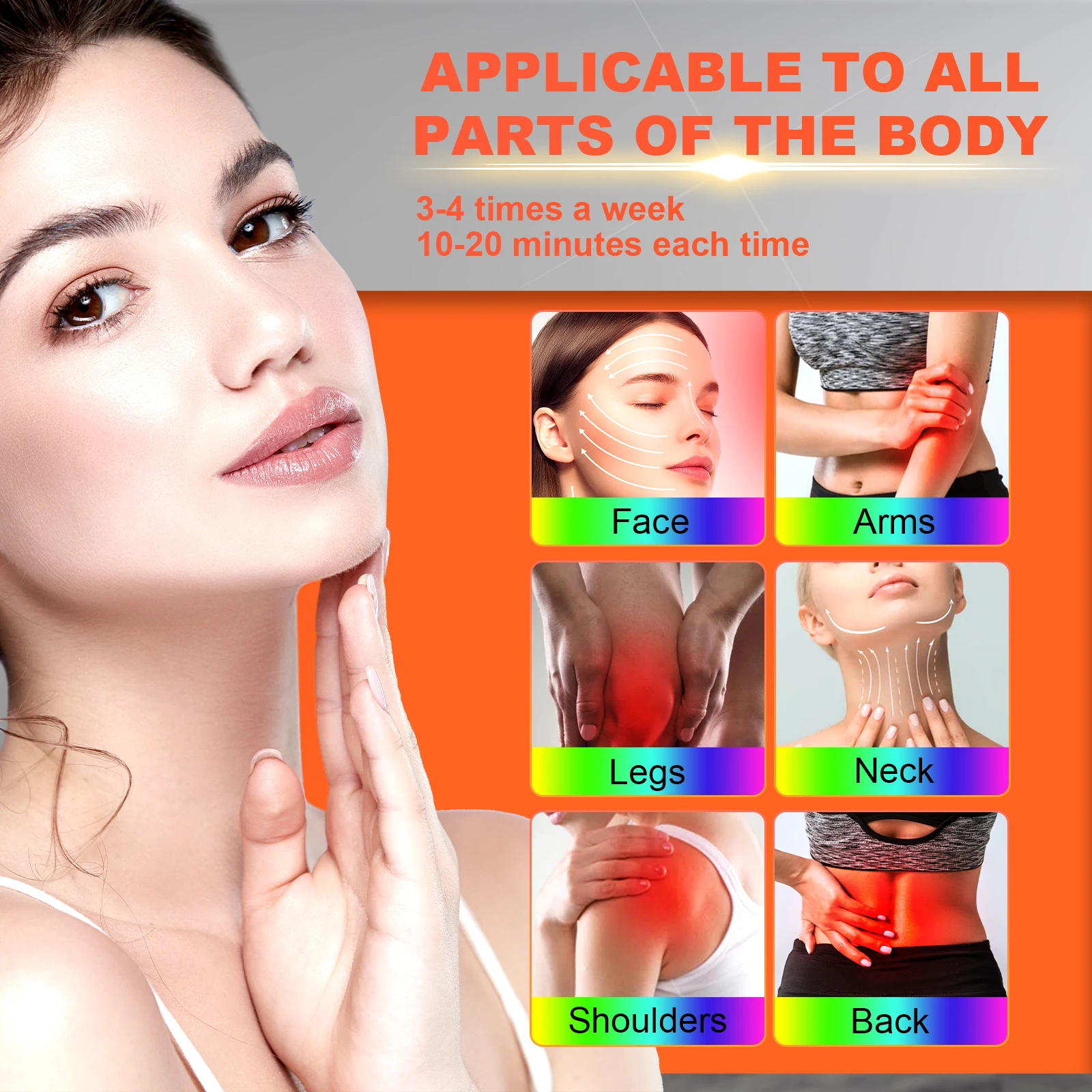 7-Color LED Red Light Therapy Lamp for Face/Knees/Back Pain Relief & Skin Rejuvenation, Professional Body Care Device