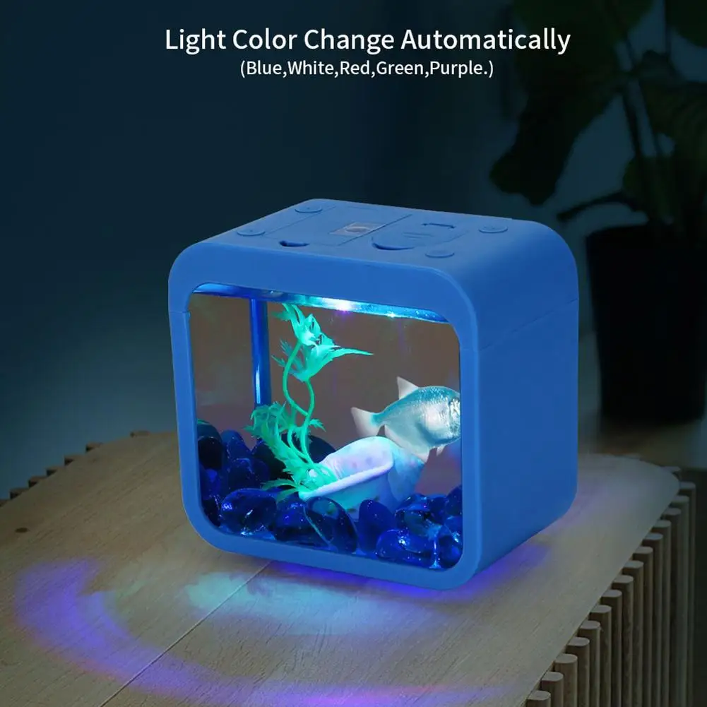 Fish Aquarium Fish Breeding Box Creative Aquarium LED Decor Mini Aquarium Betta Fish Transparent Tank Plastic Fishbowl Desktop Accessories