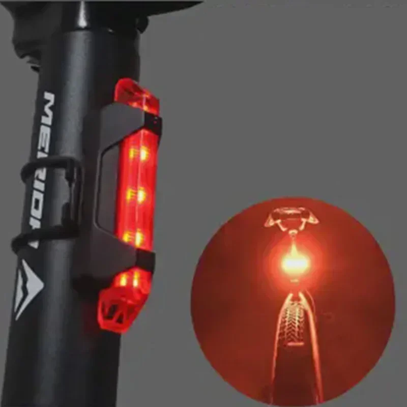 Fanale posteriore per bici a LED rosso e blu USB ricaricabile impermeabile luce di emergenza multiuso Super luminosa  18
