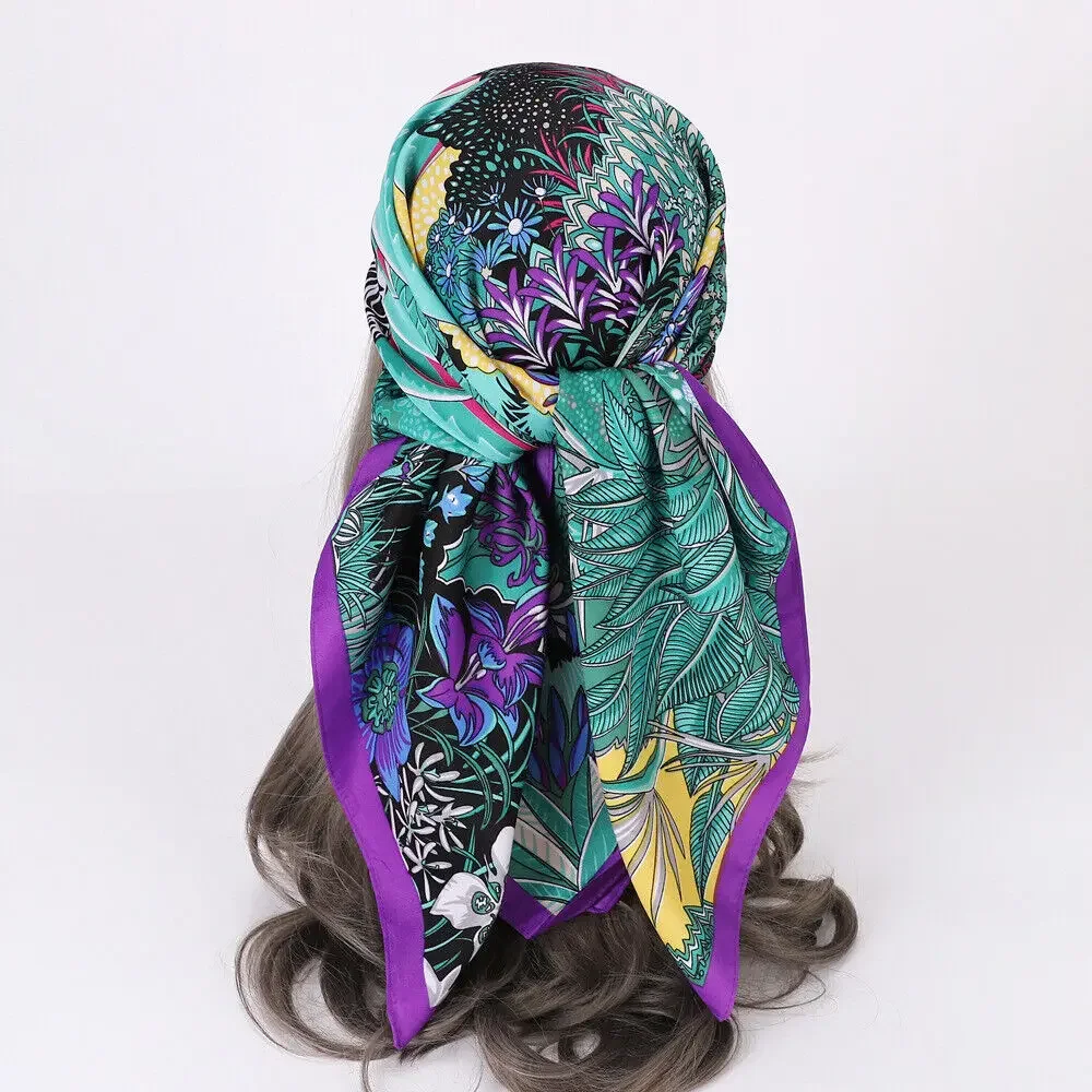 Faux Twill Silk Scarf Man Women Fashion Jungle Zebra Shawl Square Hijab 90*90cm