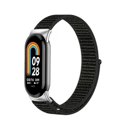 Breathable Nylon Loop Sport Strap with Metal Joint - Miband 8 9 10 (05 Dark Black)