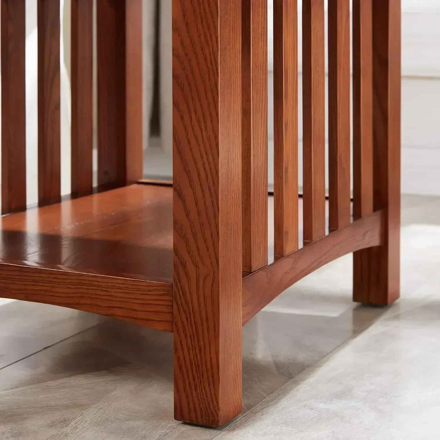 NEW-8222-SC Mission Impeccable Secret Compartment, Locking Drawer Nightstand Side Table, Medium Oak