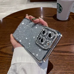 Luxury Bling Glitter Rhinestone Silicone Phone Case - iPhone 14 Pro Max (Silver)