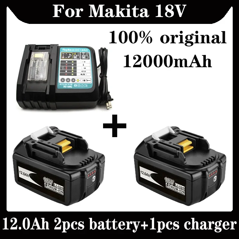 Battery Adapter Makita 18V 12000mAh Rechargeable Power Tools Battery LED Li-ion Replacement LXT BL1860B BL1860 BL1850
