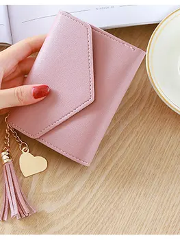 Кошелек короткий женский мини кошелек с подвеской держатель для карт свежий розовый кошелек для монет держатель для карт Многофункциональ...