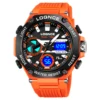 LOQNCE Men Sport Watches Digital Double Time Chronograph Watch Mens LED Chrono Week Display Wristwatches Male montre homme Hour 6