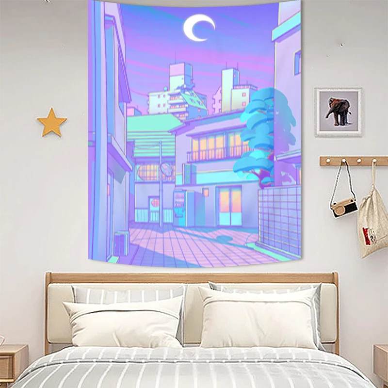 

City Pop Tapries Tapestry Wall Hanging Aesthetic Room Decoration Tapestries Decor Decors Home Bedroom Fabric the Decorative Art