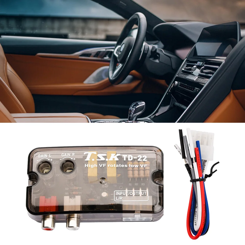 TD-22 12V Auto Car Audio Converter RCA Stereo Converter High To Low Adjustable Frequency Line Speaker Level Adapter